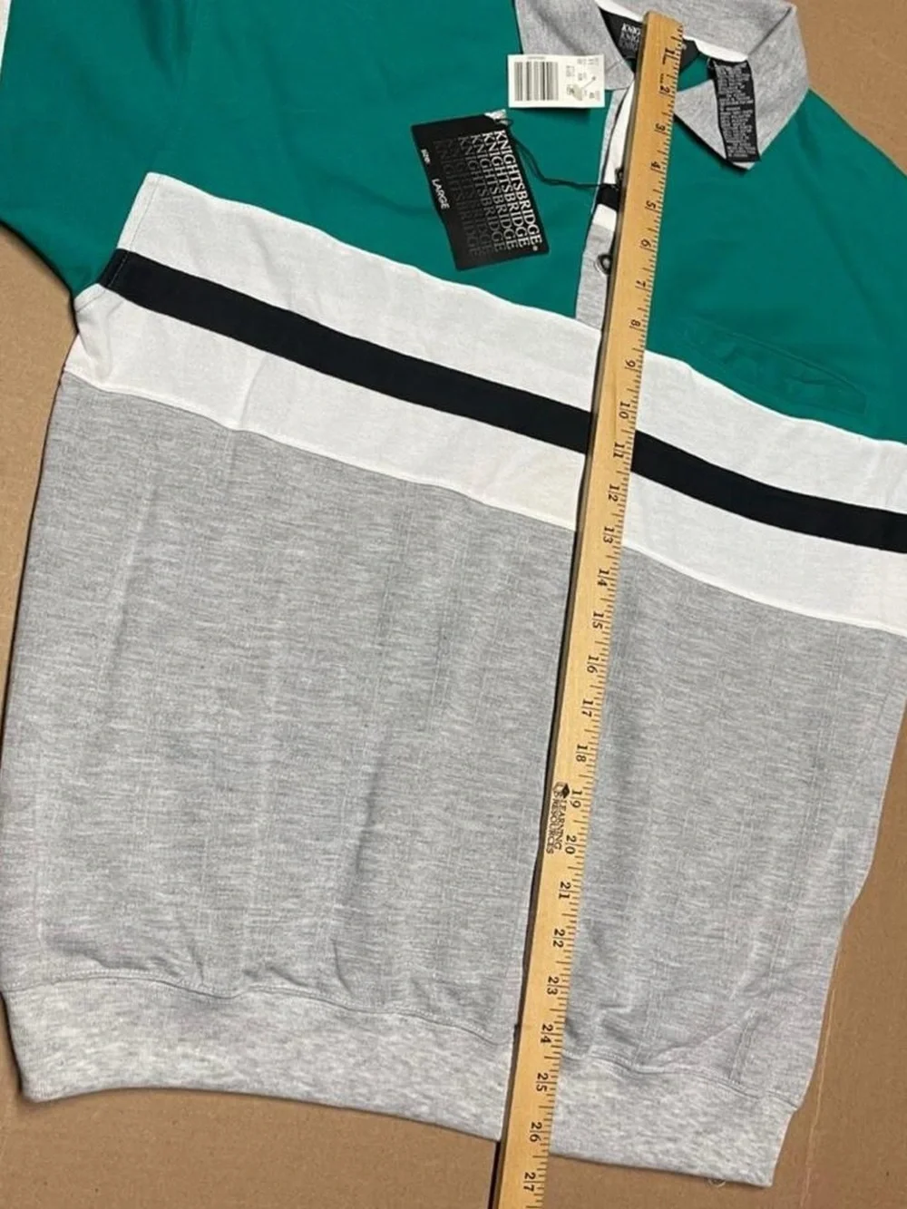 NWT Vintage 90s Knightsbridge Polo Shirt Striped Multi Color 80s Pocket Size L